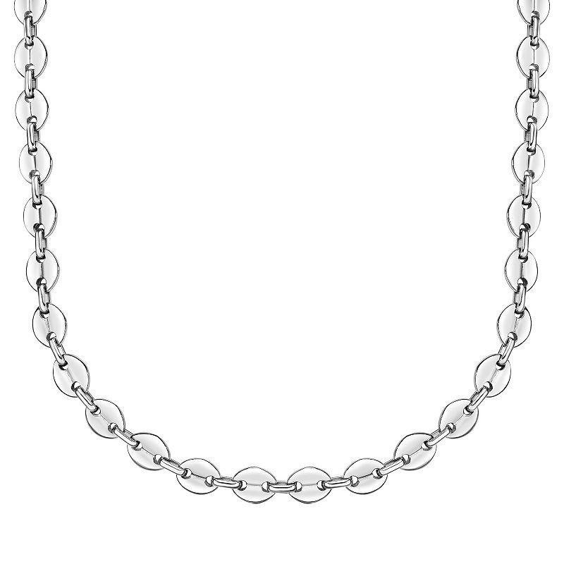 LYNX Mens Stainless Steel Coin Link Chain Necklace White Product Image