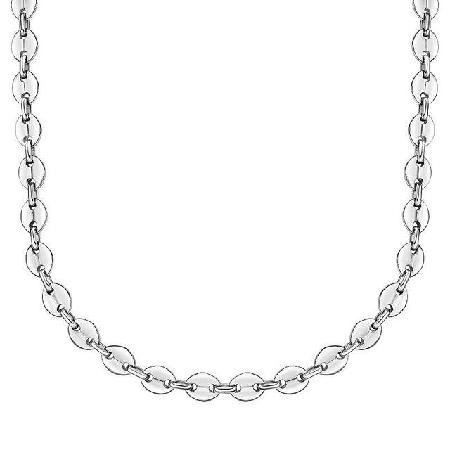 LYNX Mens Stainless Steel Coin Link Chain Necklace White Product Image