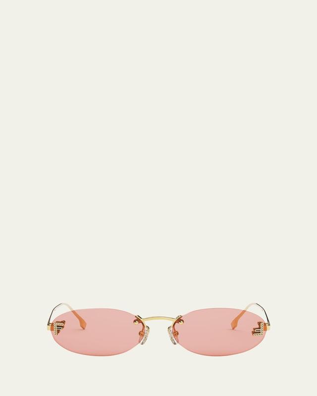 Embellished FF Oval Metal Sunglasses Product Image