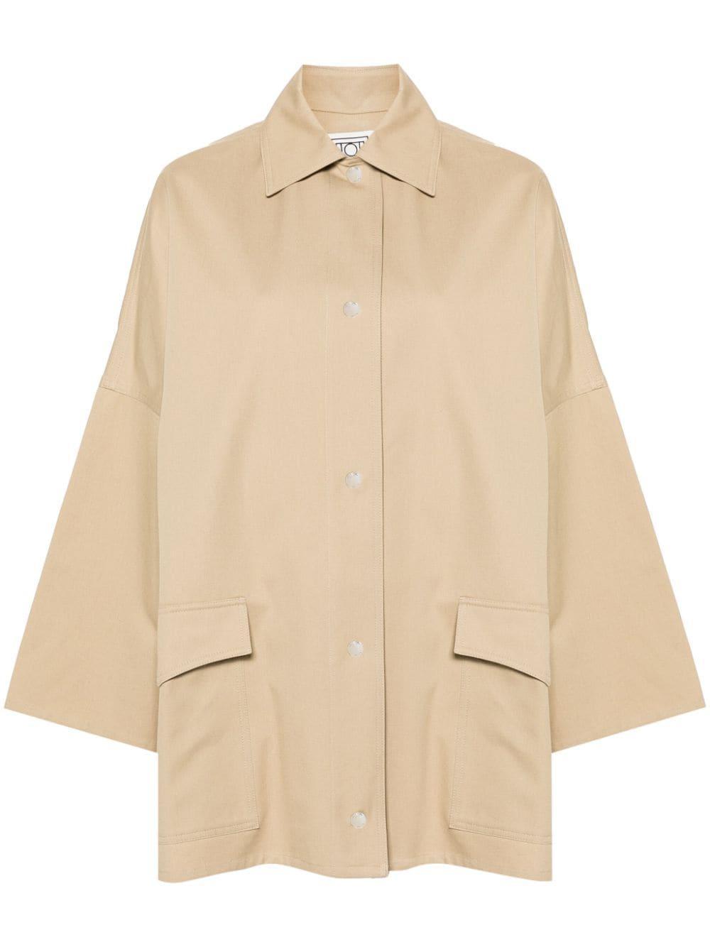 TOTÊME Cotton Twill Overshirt Jacket In Fawn Product Image