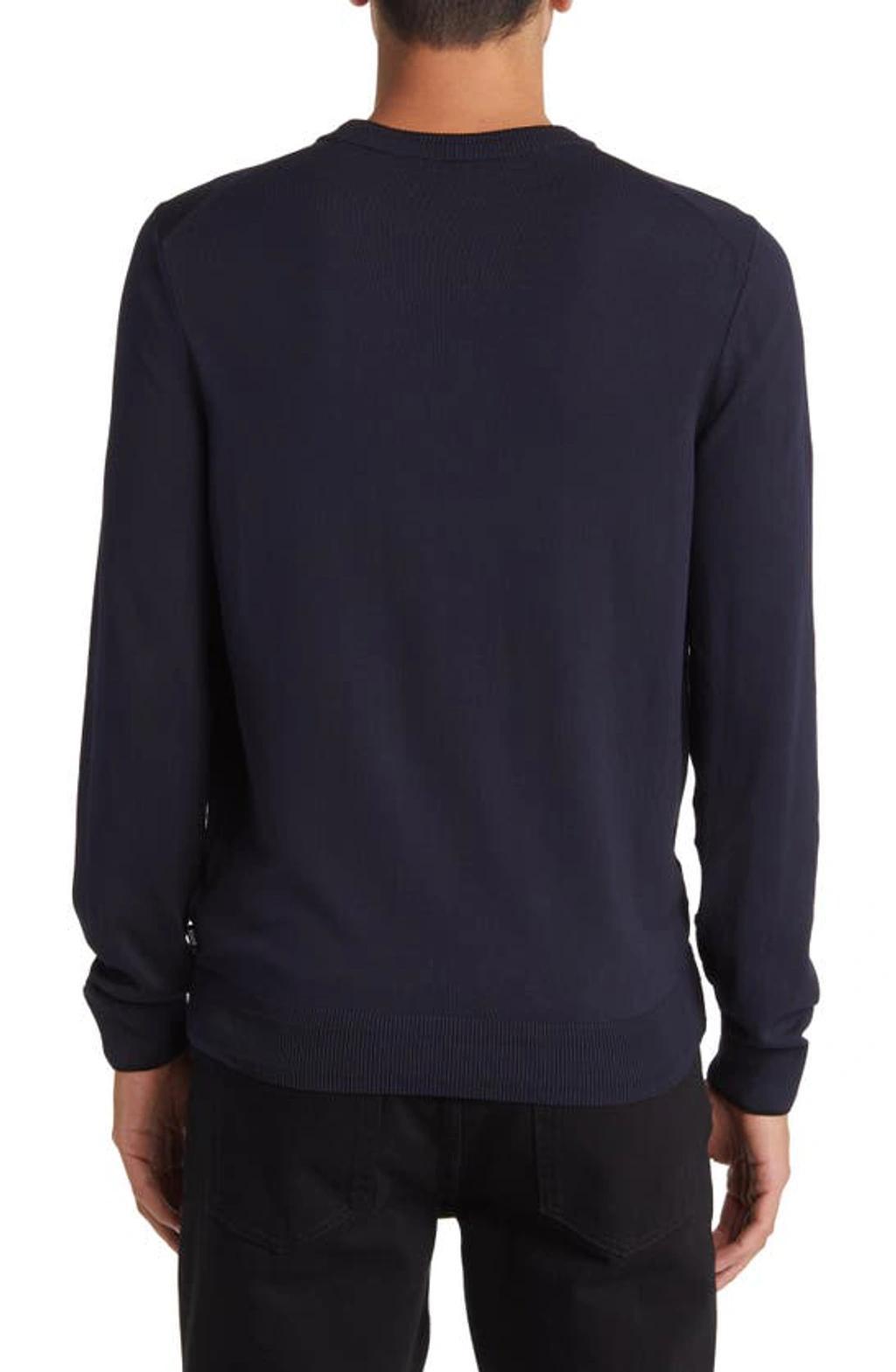 HUGO BOSS Leno-p Slim Fit Wool Crewneck Sweater In Dark Blue Product Image