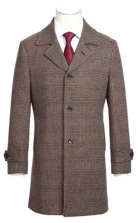 Brown Slim Fit Wool Blended Long Overcoat Product Image