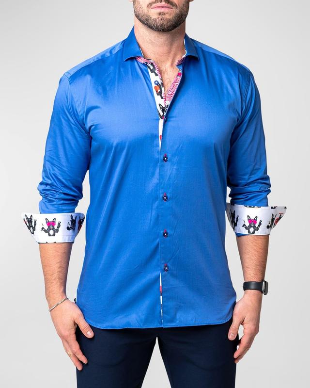 Maceoo Einstein Simple Blue Button-Up Shirt Product Image