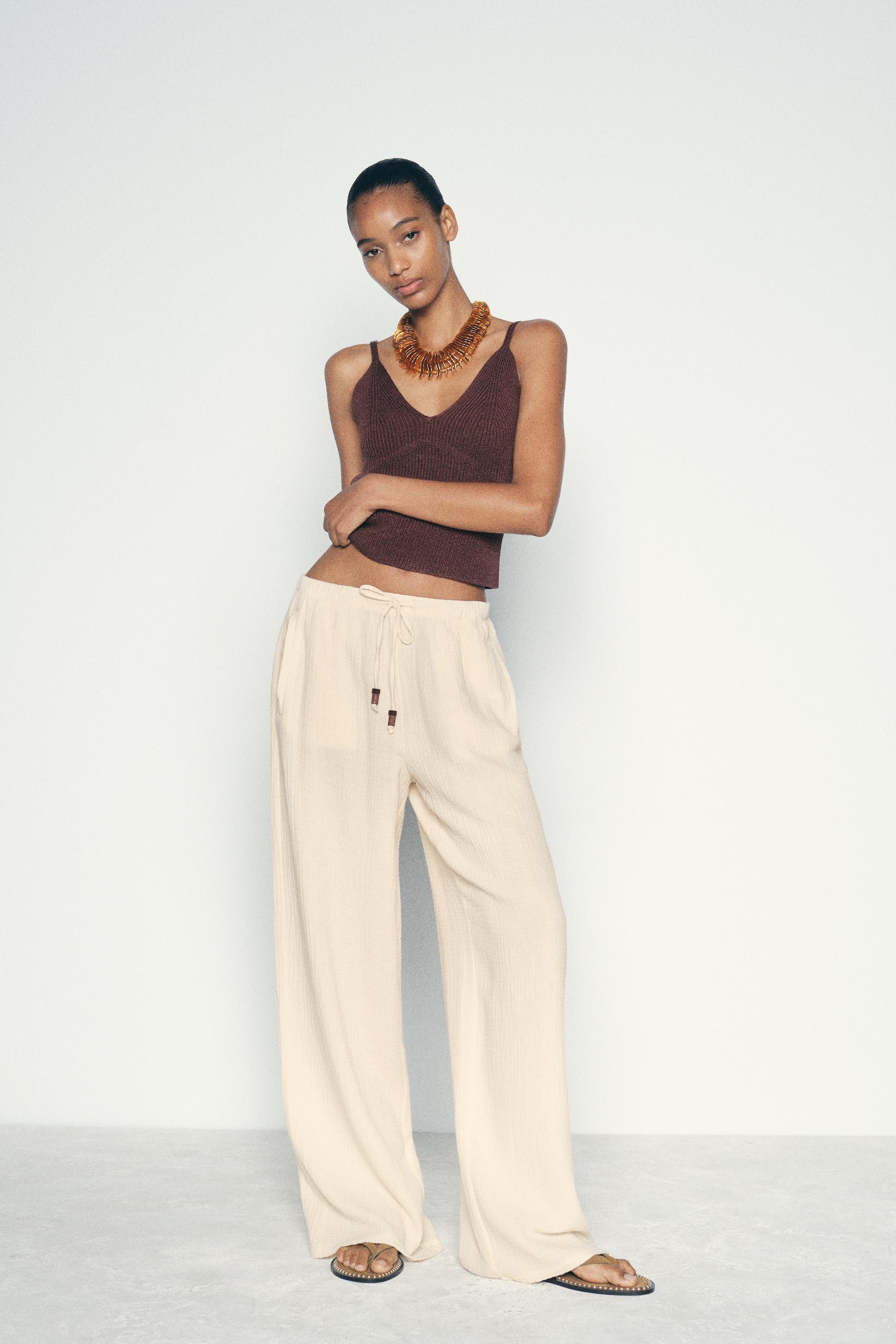 WRINKLED EFFECT WIDE LEG PANTS Product Image