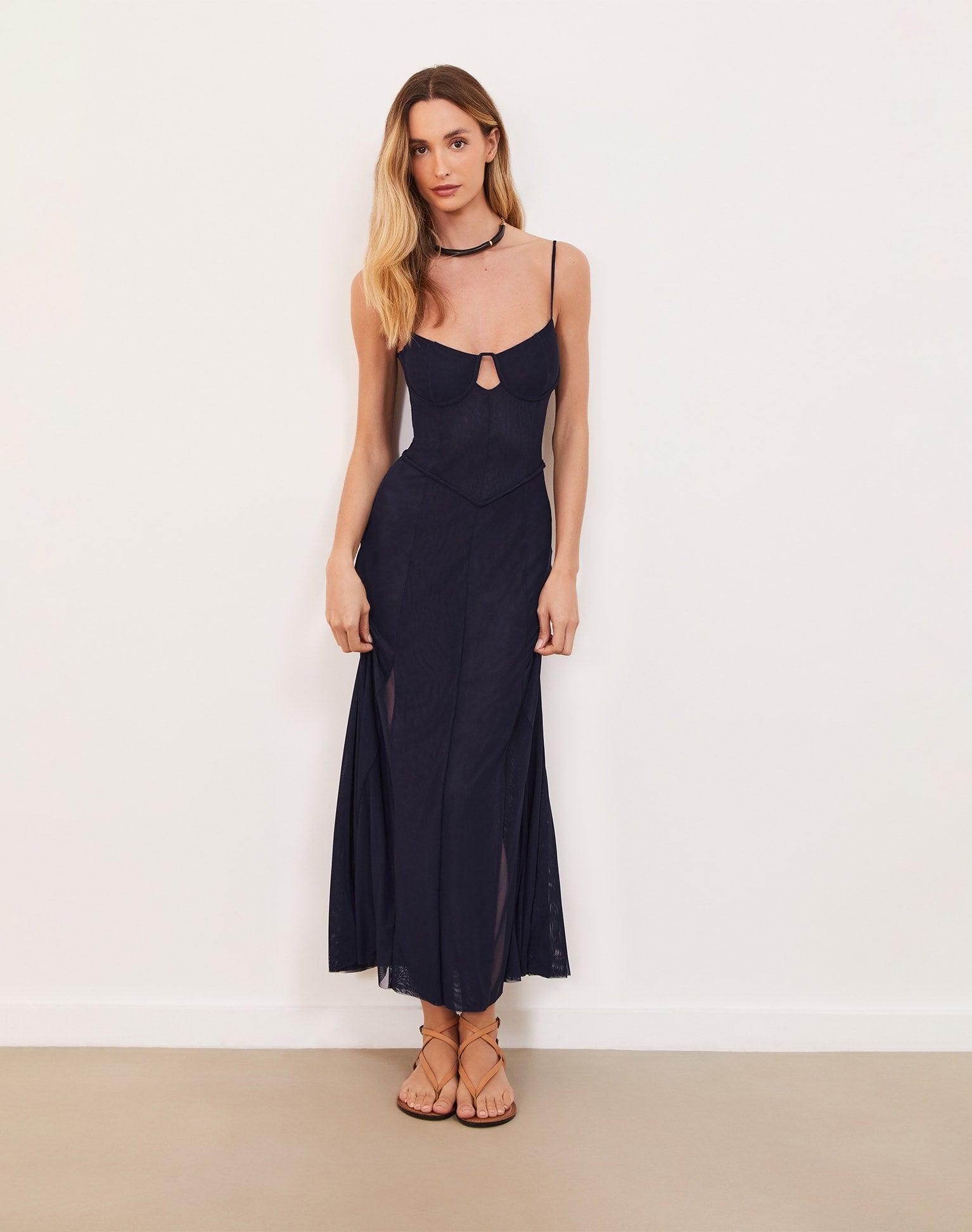 Sheer Maya Long Dress (exchange only) - Indigo product image