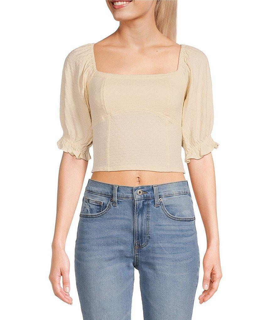 Billabong Flora Short Puff Sleeve Smocked Back Crop Top product image