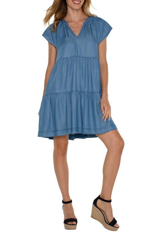 Liverpool Los Angeles Flutter Sleeve Chambray Babydoll Dress Product Image