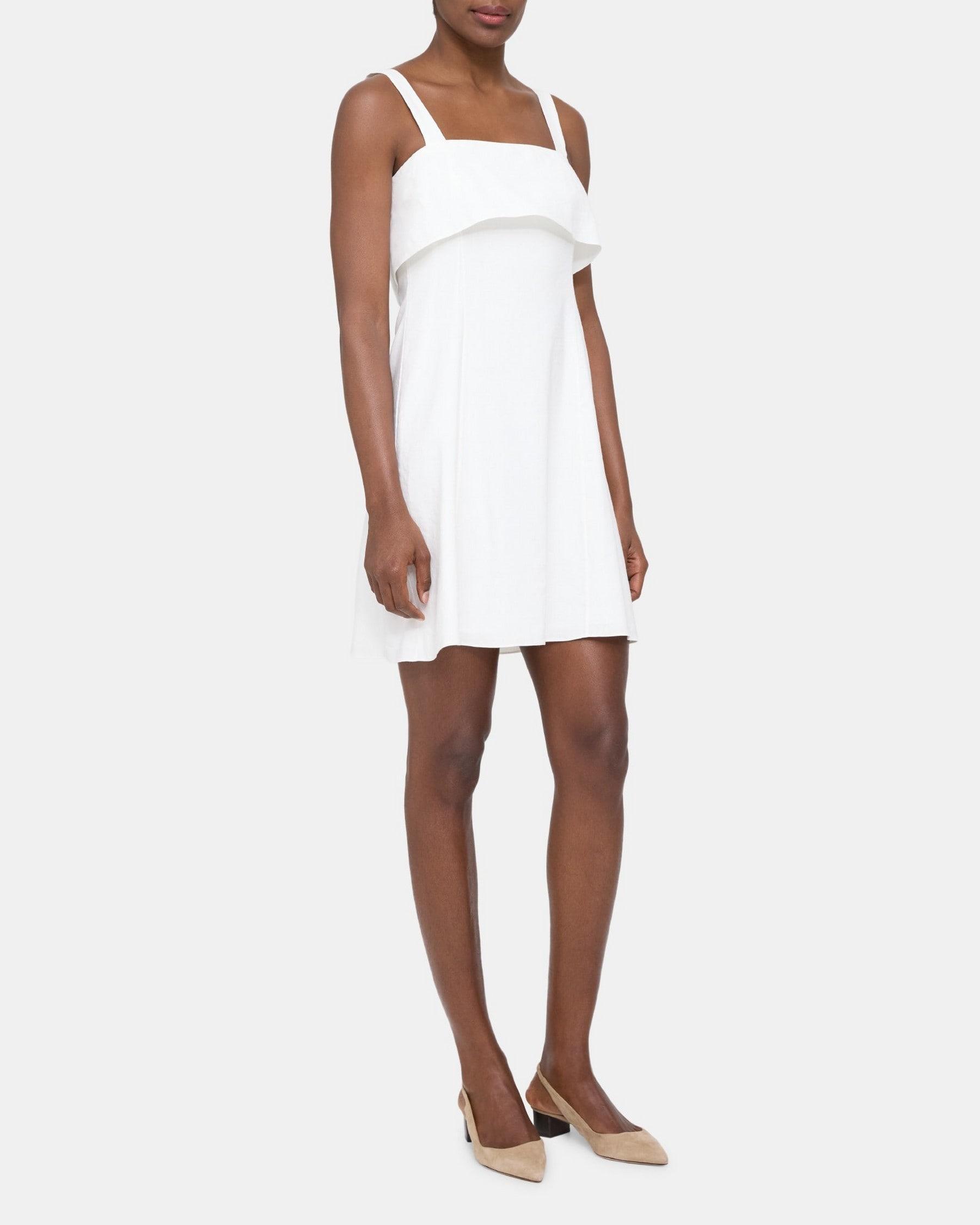 Draped Back Dress in Linen-Blend Product Image