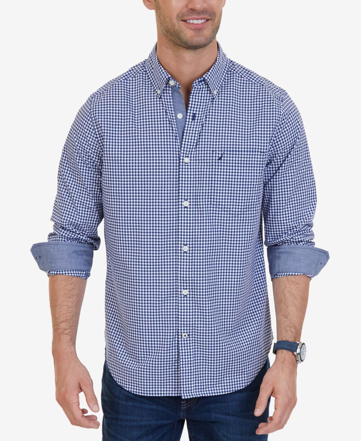 Nautica Men's Gingham Long Sleeve Button Down Shirt, Small Product Image