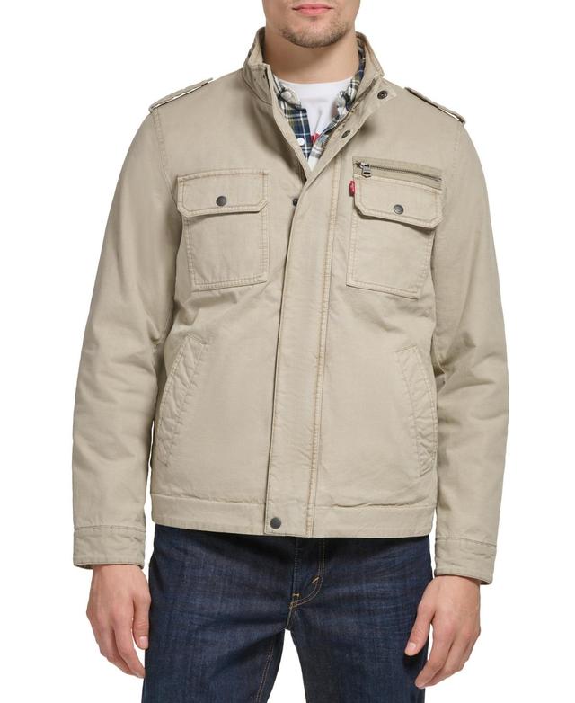 Mens Levis Cotton Filled Military Jacket Green Product Image