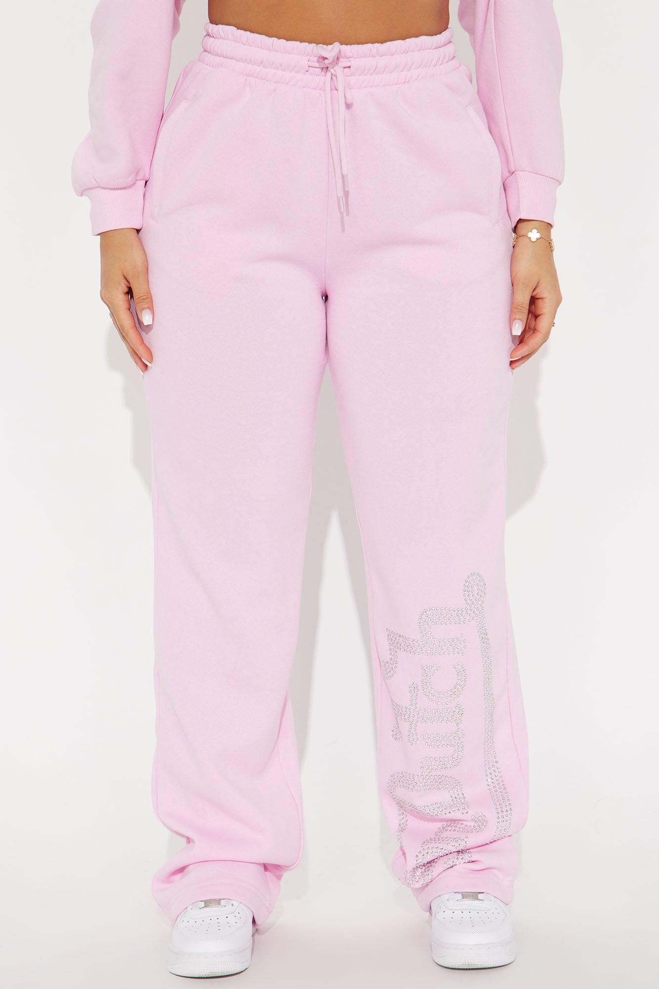 Von Dutch Rhinestone Wide Leg Pant - Pink Product Image