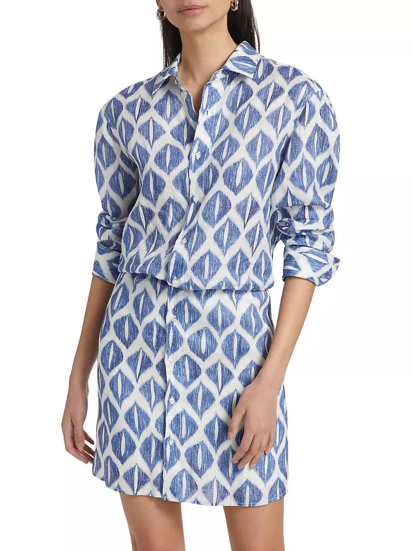 Ikat-Inspired Printed Linen Shirtdress Product Image