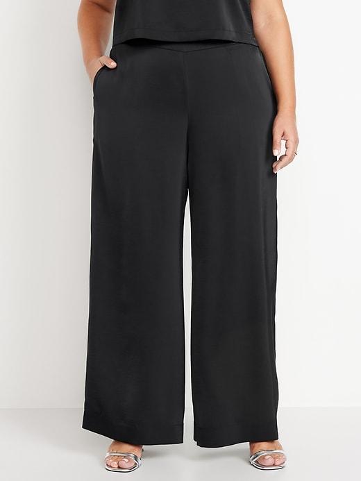 High-Waisted Satin Super Wide-Leg Pants Product Image