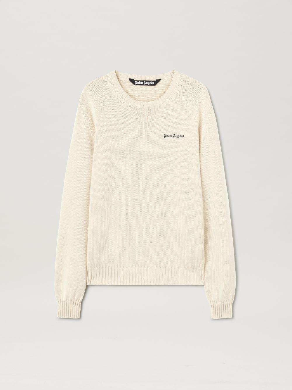 Logo Sweater in neutrals  - Palm Angels® Official  Product Image