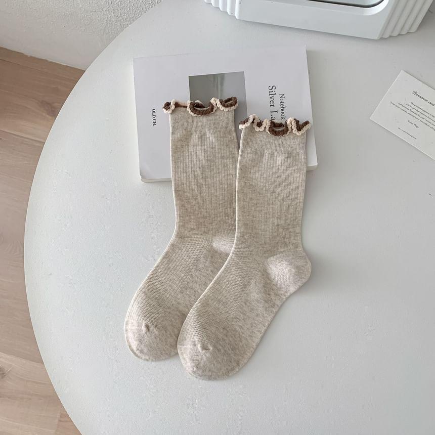 Contrast Trim Frill Short Socks Product Image