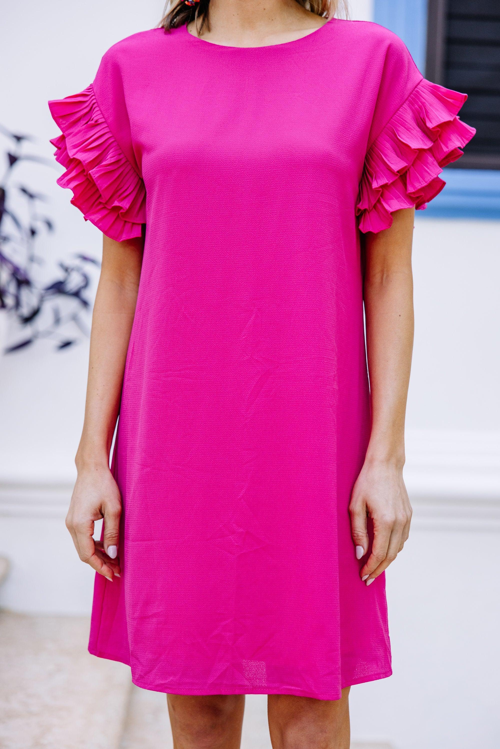 What A Vision Fuchsia Pink Ruffled Dress Female Product Image