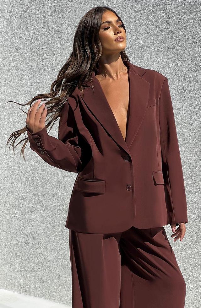 Noa Oversized Suit Jacket - Brown Product Image