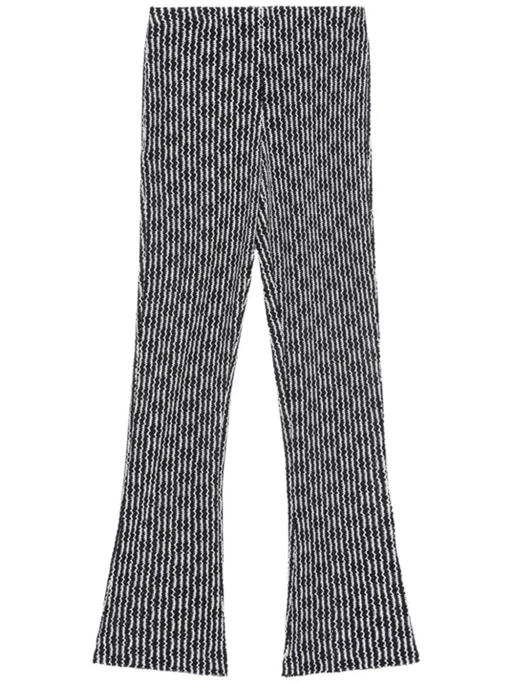 Zigzag Pattern Slim-legged Trousers In Black product image