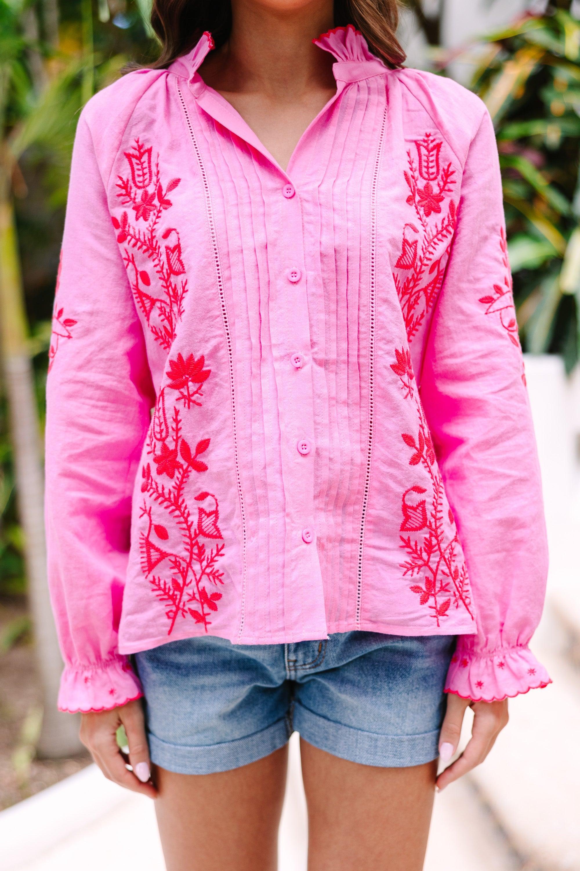 Fate: All About You Hot Pink Embroidered Blouse Female Product Image