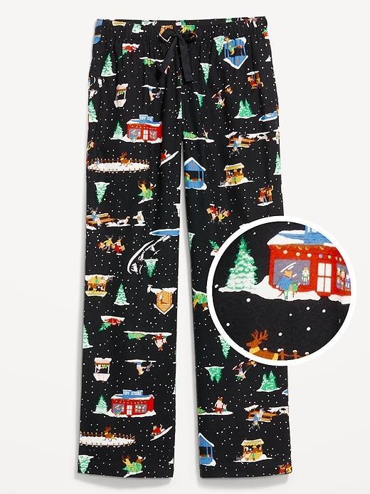 Mid-Rise Printed Flannel Pajama Pants Product Image