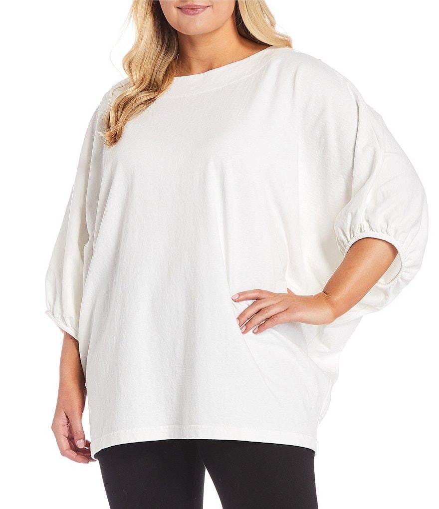 Bryn Walker Plus Size Wilder Jersey Crew Neck Elbow Dolman Banded 3/4 Sleeve Tunic product image