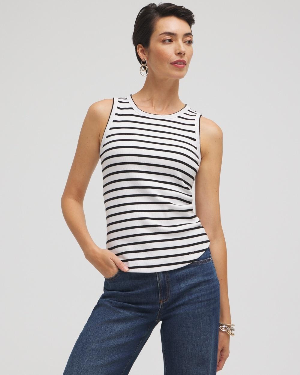 Stripe Ribbed High Neck Tank Product Image