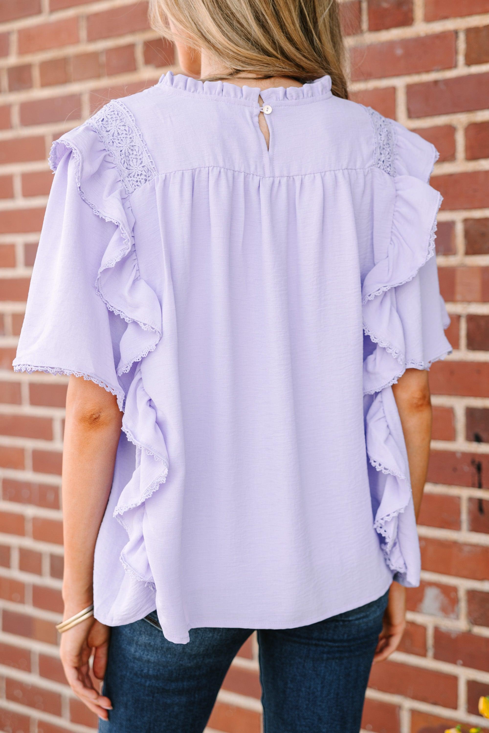 Step It Up Lavender Purple Ruffled Blouse Female Product Image