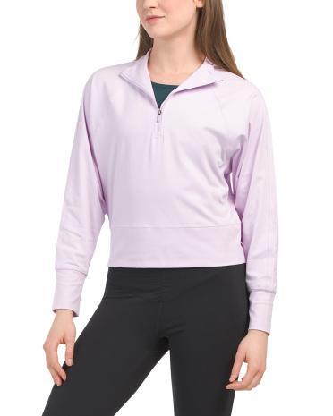 Mock Neck Quarter Zip Top for Women Product Image