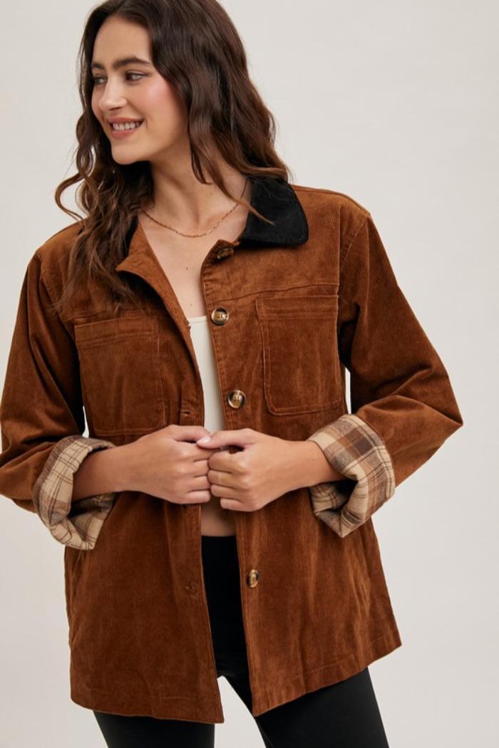 Corduroy Plaiid Jacket Product Image