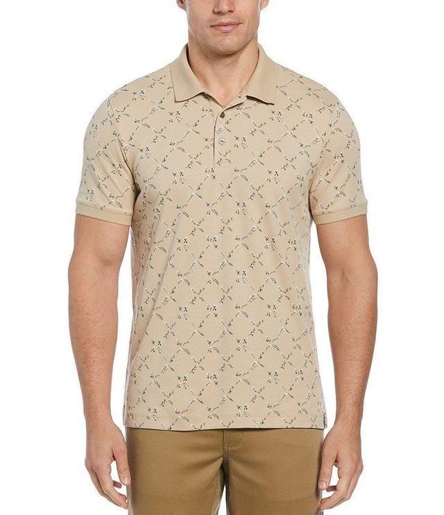 Perry Ellis Mini Floral Print Short Sleeve Polo Shirt Product Image