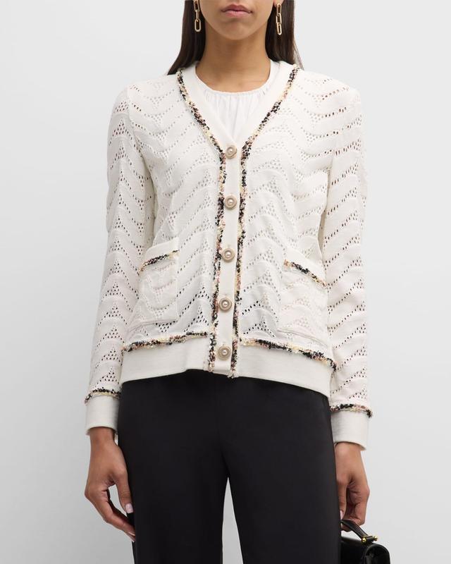 Womens Pointelle Knit Jacket Product Image