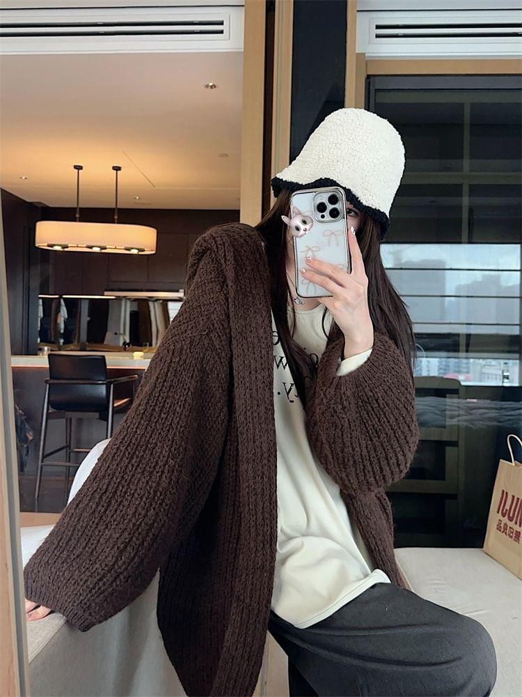 Oversized Hooded Knit Cardigan Product Image