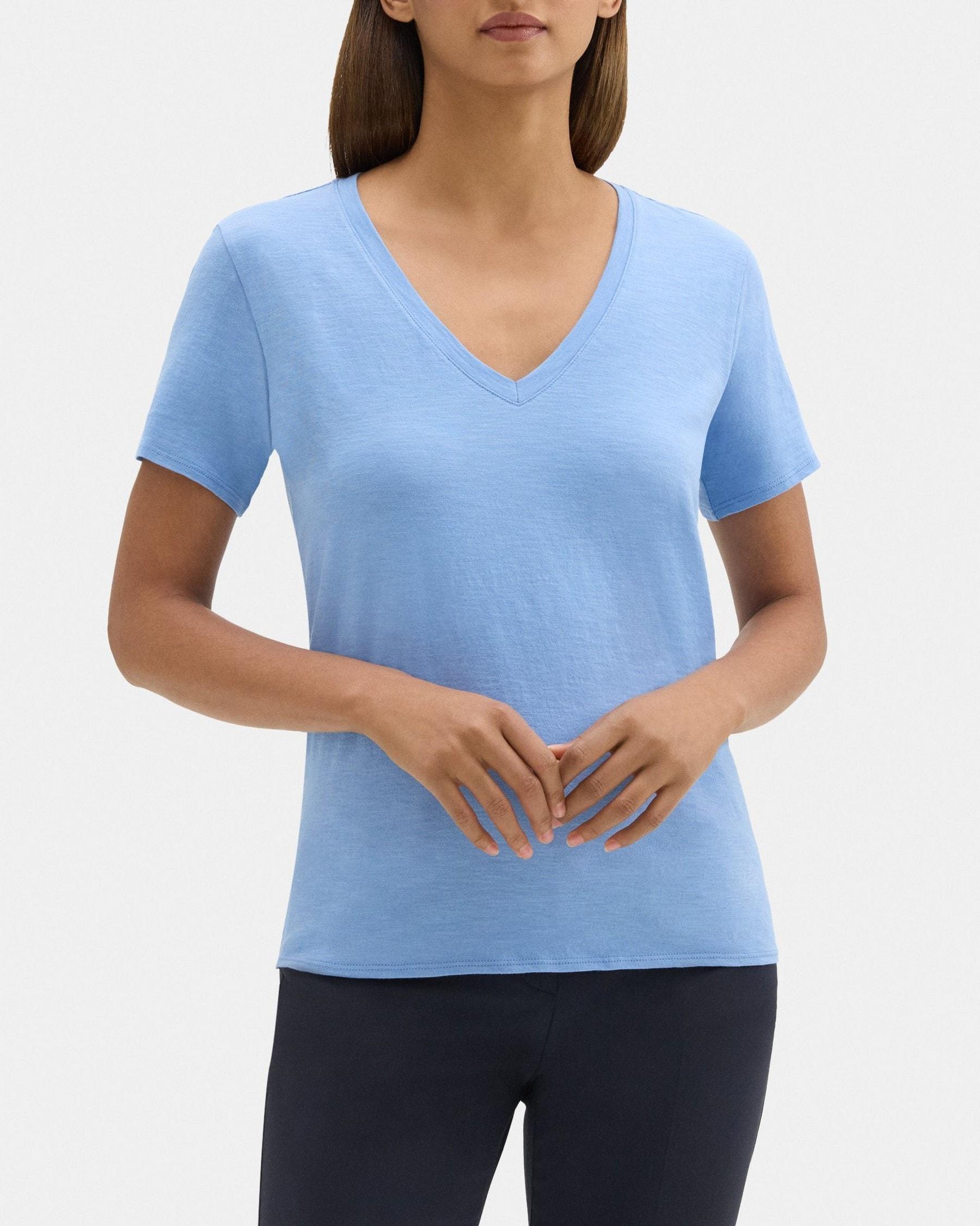 V-Neck Tee in Slub Cotton Product Image