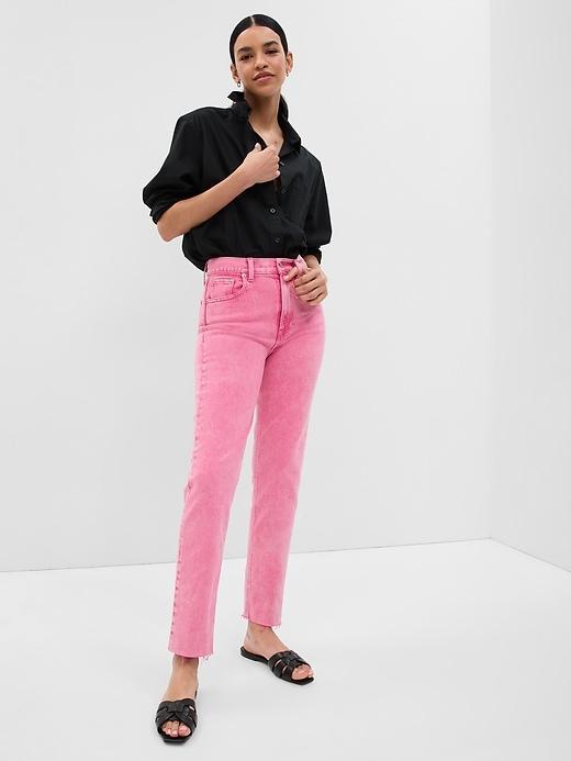 High Rise Cheeky Straight Jeans Product Image