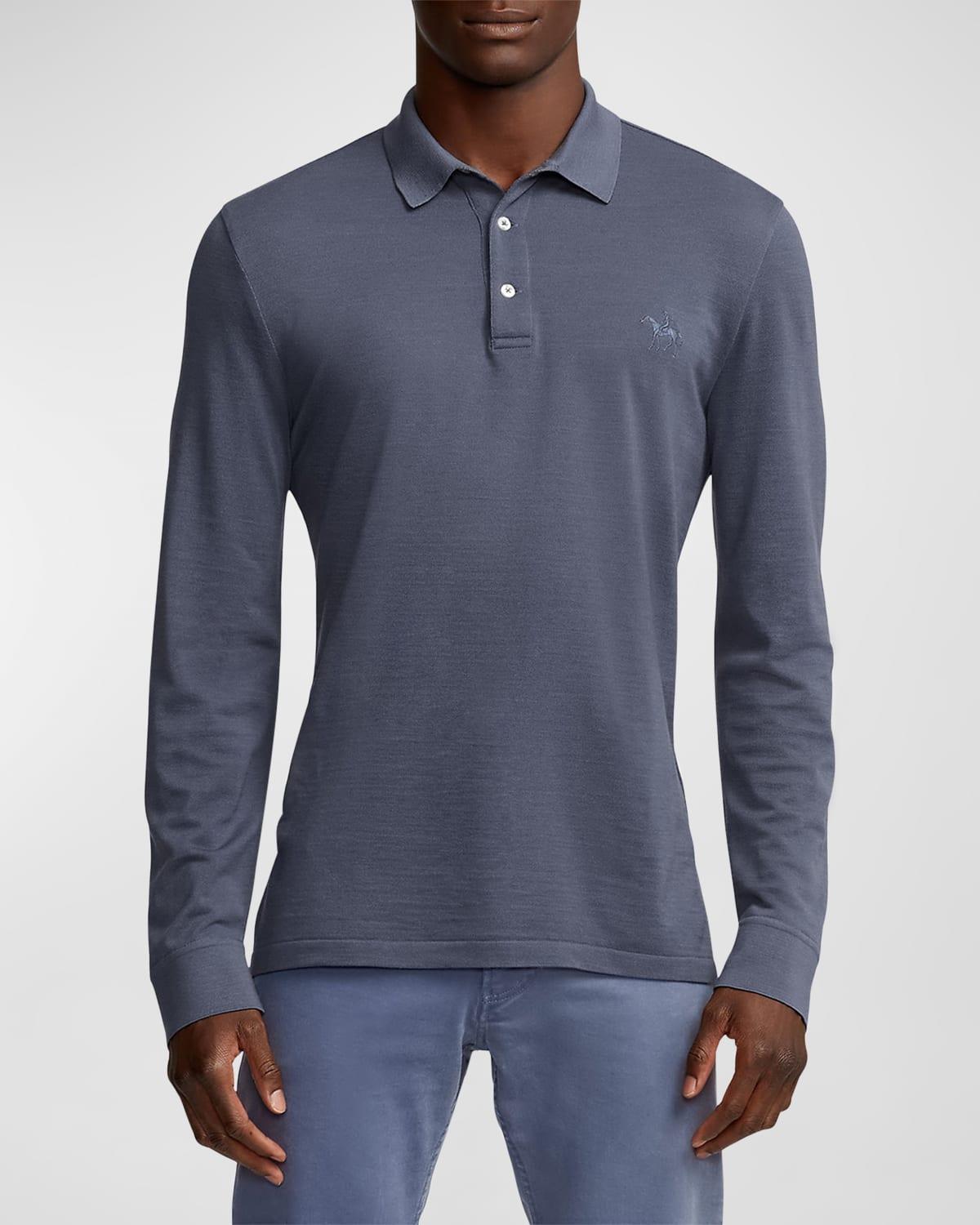 Mens Piqu Wool Long-Sleeve Polo Shirt Product Image