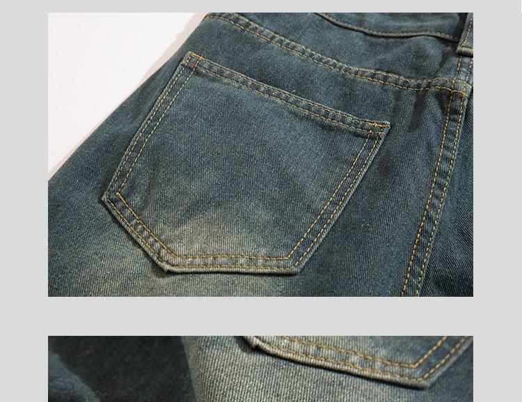 High Rise Wide Leg Denim Jumper Pants Product Image