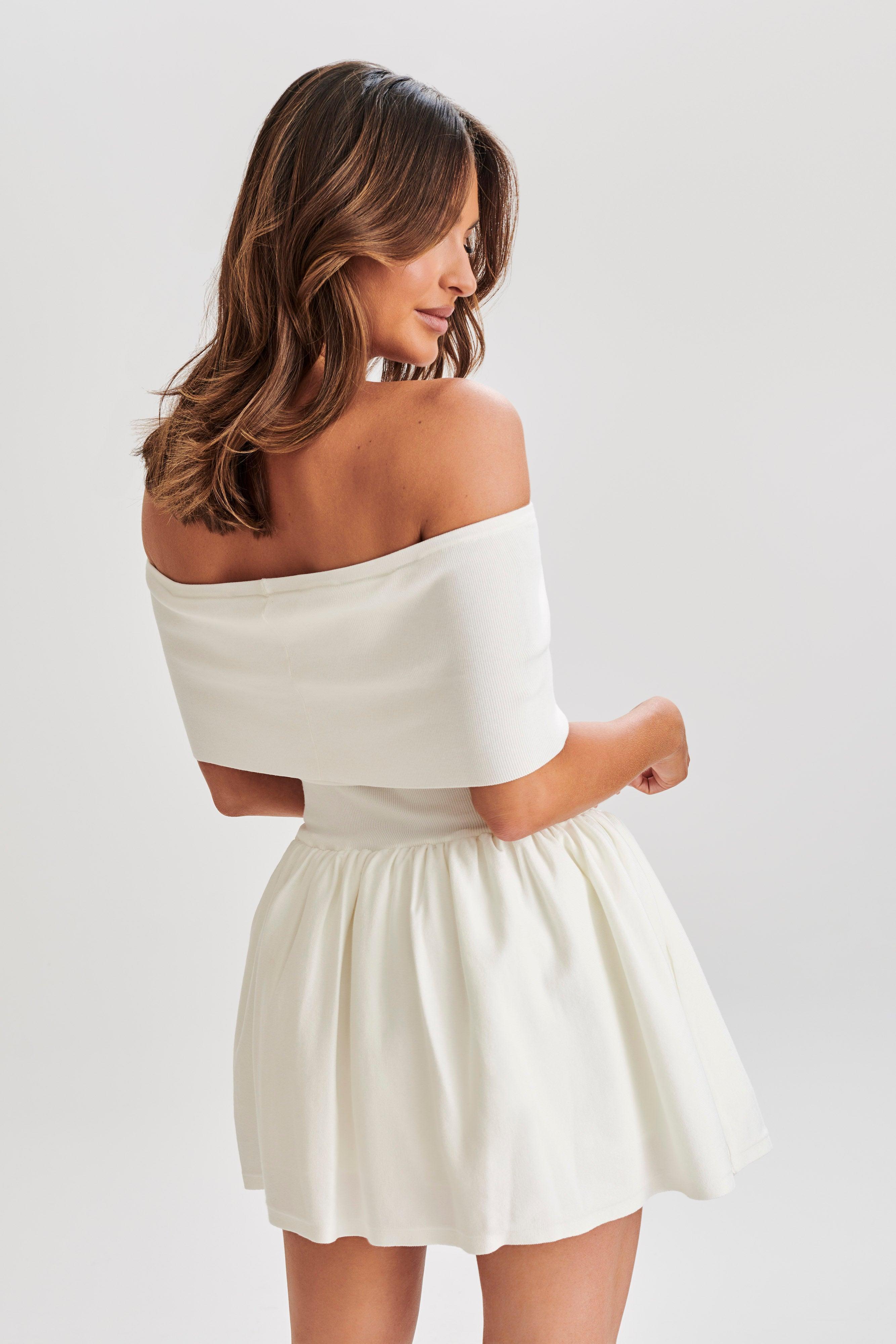 Lydia Off Shoulder Knit Mini Dress - White Product Image