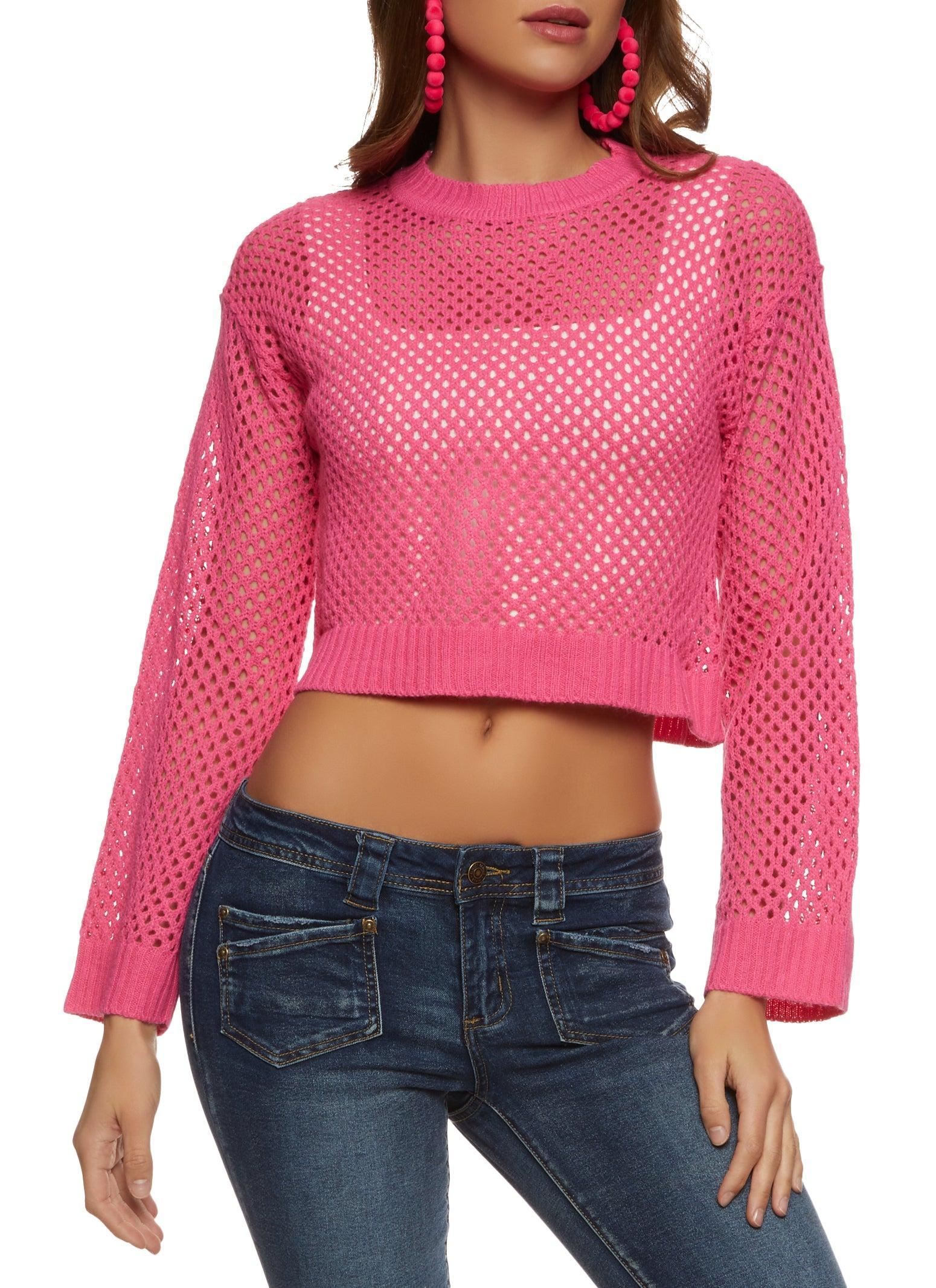 Womens Pointelle Crew Neck Crop Top product image