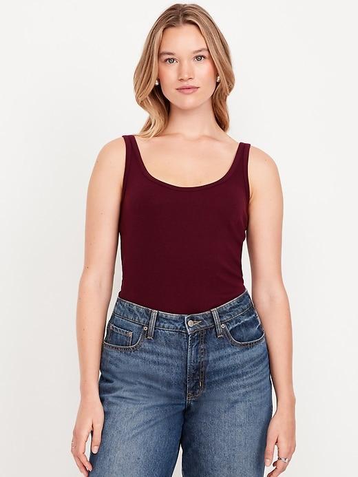 First-Layer Ribbed Scoop-Neck Tank Top Product Image