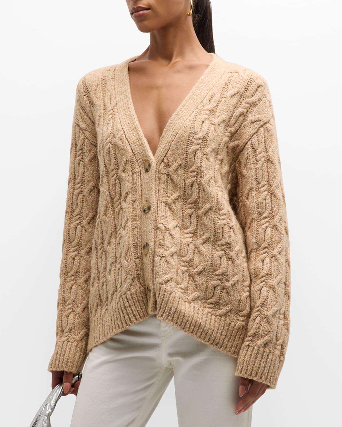 Boucle Cable-Knit Cardigan Product Image