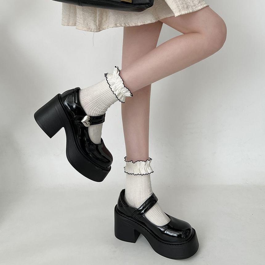 Block Heel Platform Mary Jane Pumps Product Image