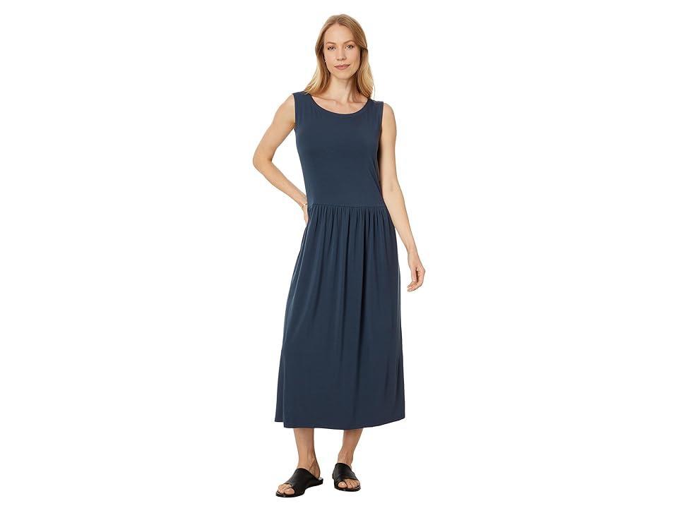 Eileen Fisher Ballet Neck Dress (Ocean) Women's Clothing Product Image