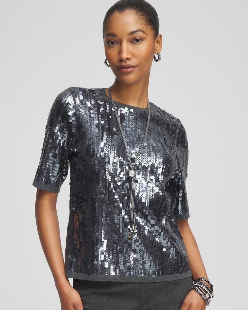 Women's Sequin Pullover Sweater Product Image