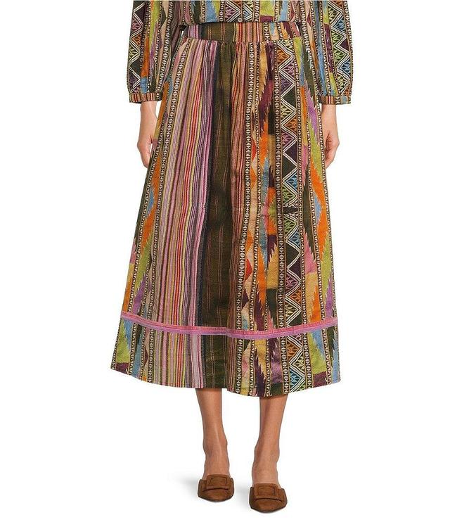 Ro's Garden Jordy Woven Print High Rise A-Line Coordinating Midi Skirt Product Image