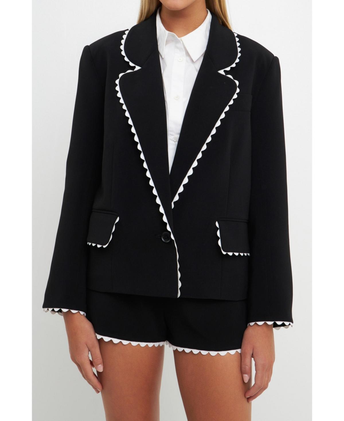 English Factory Rickrack Edge One-Button Blazer Product Image