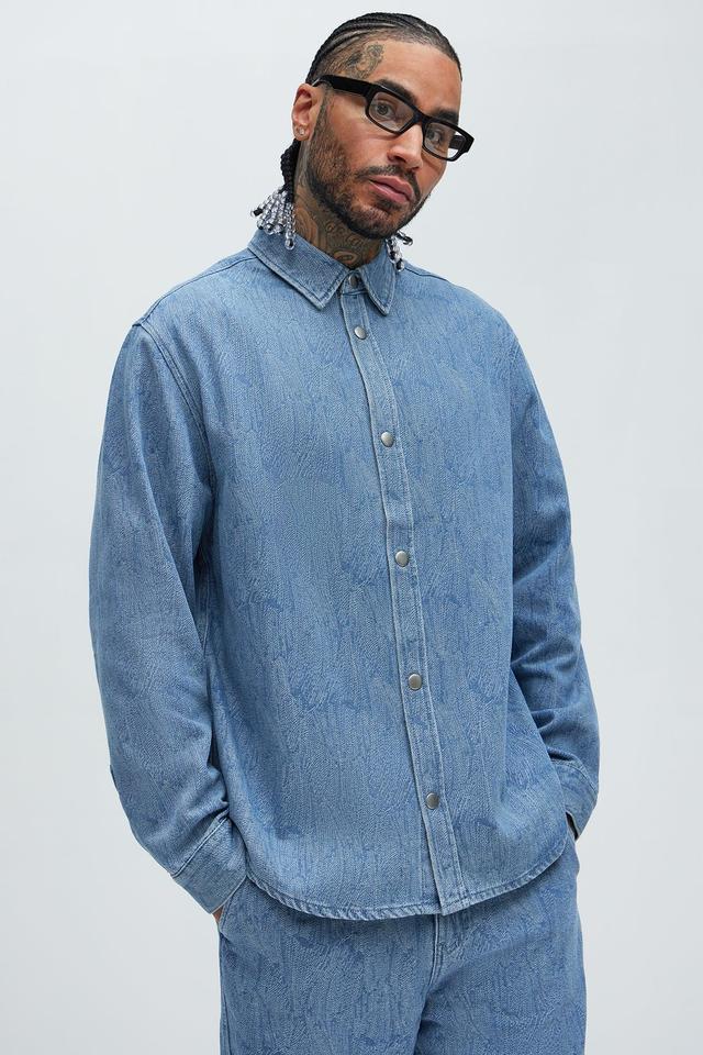 Water Brush Denim Shirt - Light Blue Product Image