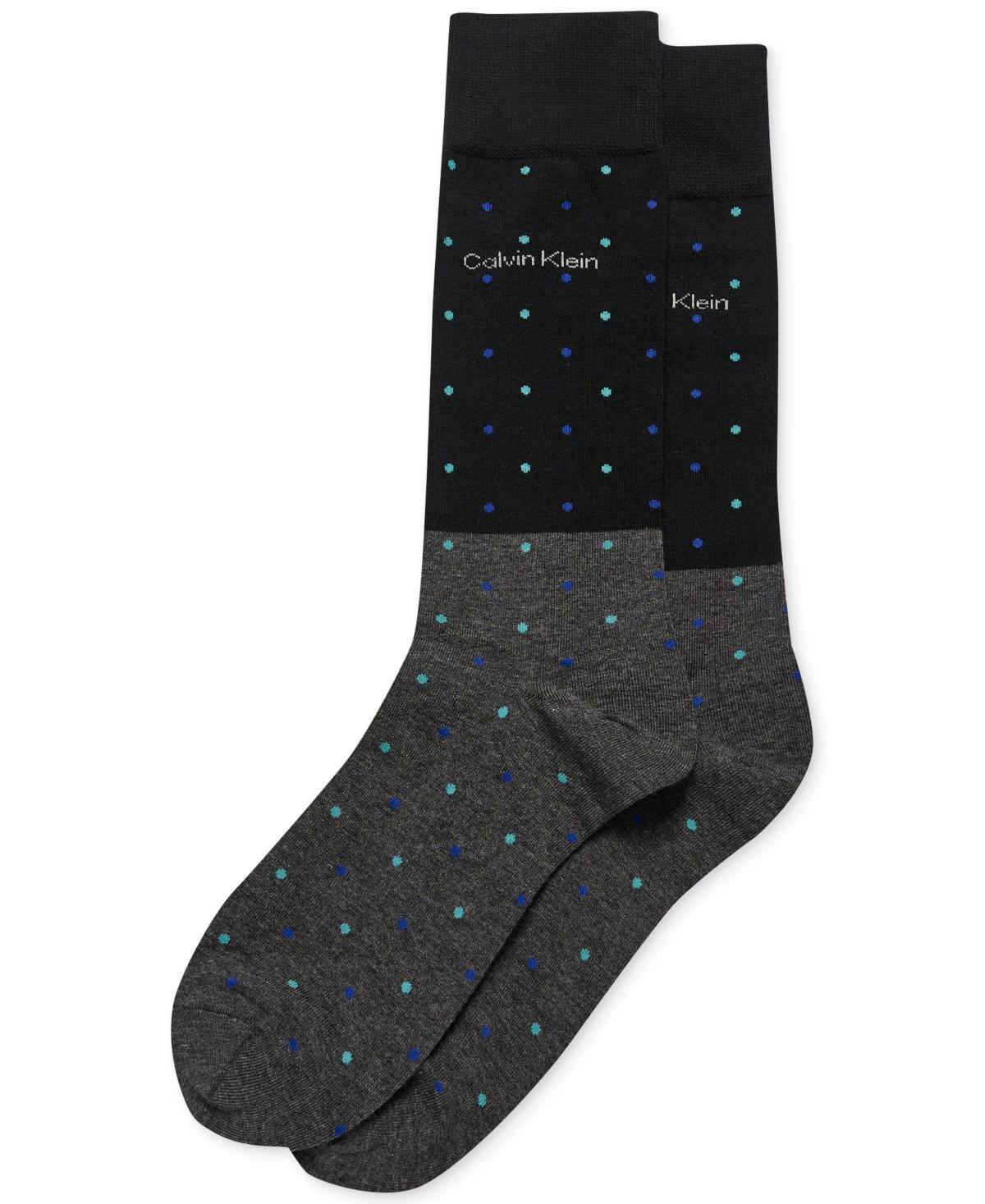 Men's Flat Knit Crew Length Patterned Dress Socks Product Image