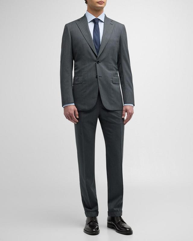 Men's Tonal Striped Wool Suit Product Image