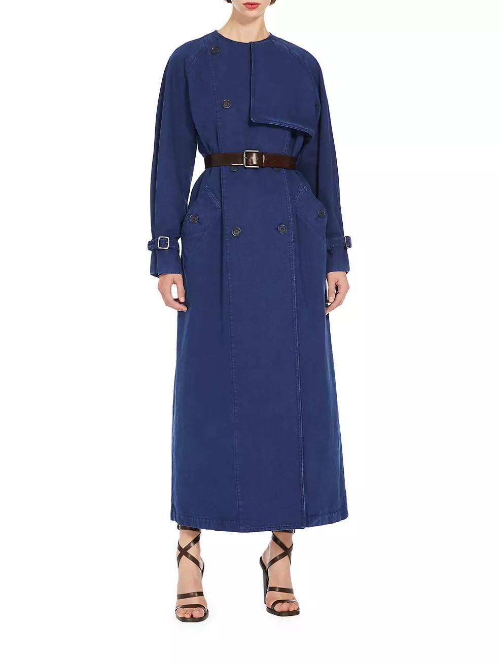 Denim Double-Breasted Trench Overcoat Product Image