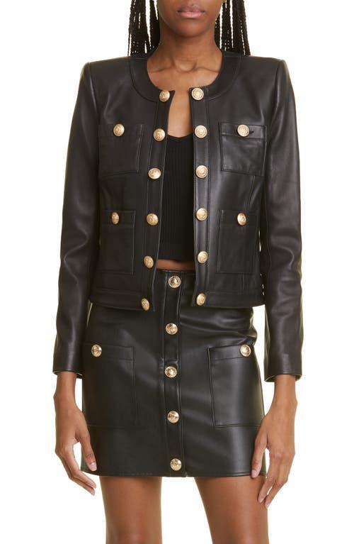 Womens Jayde Collarless Leather Jacket Product Image